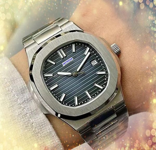 Автоматическая дата Iced Out Men Three Stiches Watch Japan Quartz Battery серебряный календарь из нержавеющей стали.