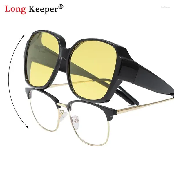 Солнцезащитные очки поляризованные ночное видение для женщин миопия очки винтажные мужчины самка панк -желтые линзы UV400 водительские оттенки