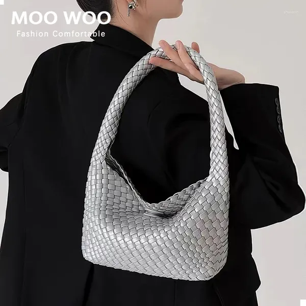 Umhängetaschen Moowoo Mode gewebte Tasche für Frauen Luxushandtasche Neopren große Kapazität mit Kupplung