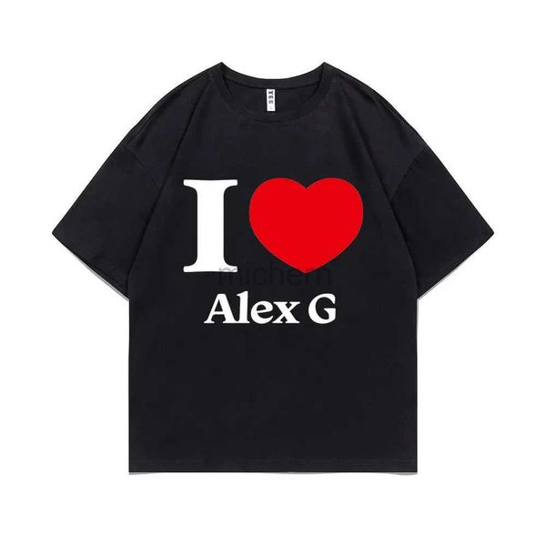 Erkek Tişörtleri Seviyorum Alex G Grafik Baskı T-Shirt Erkek Moda Günlük T-Shirt Erkek Retro Büyük Boy Sokak Giyim Nötr Saf Pamuk T-Shirt D240509