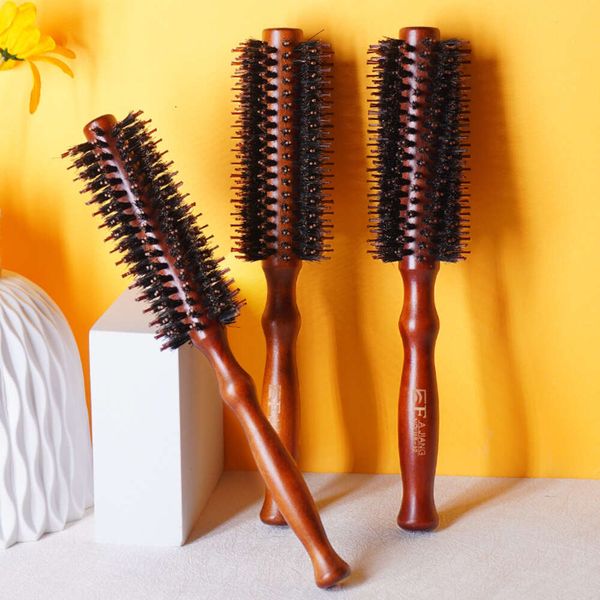 Роллер круглый щетка Curly Bristh Hair Crash Comb Деревянная щетка для парикмахера для парикмахера для сушки для высыхания.