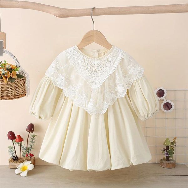 Abiti da ragazza vestito estivo 1-6 anni da scollo da scollo alla moda in pizzo bianco in pizzo