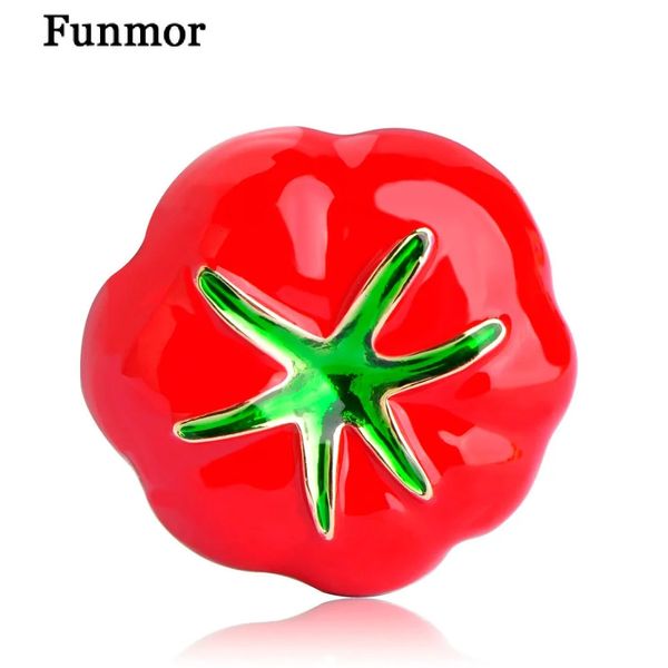 Funmor Lifelelike smalto per pomodoro spille dorate harajuku con perno di clip vegetale emblema per bambini regalo da donna joias 240430