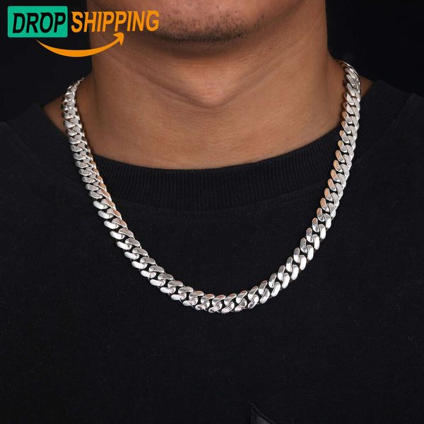 Dropshipping feito à mão 6-10 mm Miami Chain Chain Fashion Pure 925 Sterling Silver Hip Hop Jóias Cubana Men