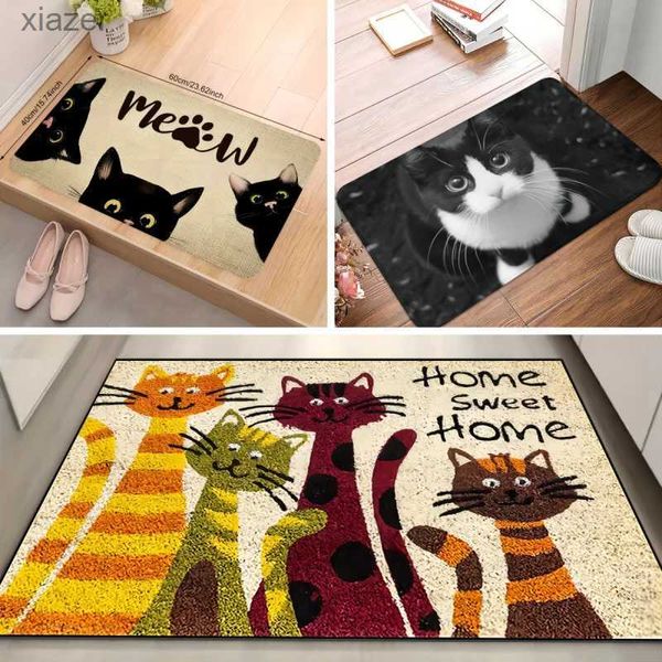 Ковровые кошки сладкий домашний рисунок приветствуем, украшение пола, ковер без скольжения, легко чистить зону гостиной гостиная, дома для мытья двери wx