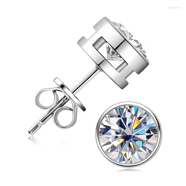 Stud Ohrringe MS-EET-121 LEFEI MOSE Tendy Klassiker Luxus Einfacher Match-All-Moissanite Round Ohrring für Frauen Silber 925 Party Schmuck