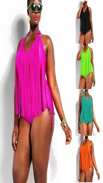 Super groß 2xl 3xl 4xl Plus Size Fringe Swimwear Schwarz Big One Piece Badeanzug Badeanzüge für Kugelfrauen Tassel Monokini Y1907786785