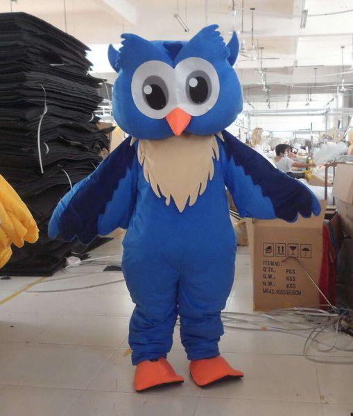 Mascotte costumi professionali nuovo stile grande gufo blu mascotte costume abito fantasia dimensioni per adulti