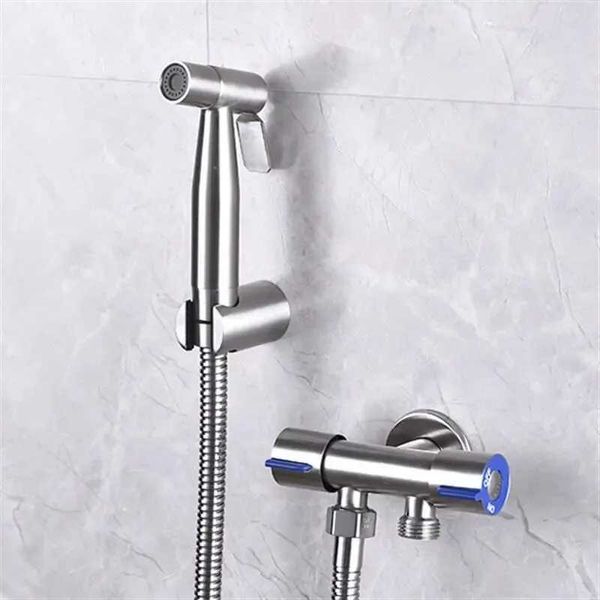 Guido per la doccia da bagno Baokemo WC per bagno Bdet Spruzzatore set 304 Acciaio inossidabile rubinetto a due vie con tubo flessibile da 1,5 m Set di doccia da bagno flessibile