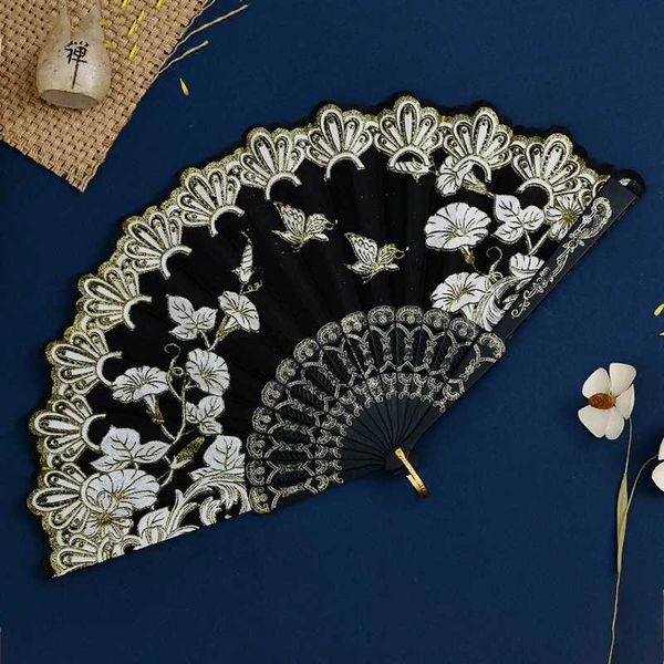 Prodotti in stile cinese Nuovo cinese Luxury Gliding Folding Fan Fare Wedding Bridal Fan Dance Propts Retro Floral Butterfly Fans Crafts Crafts