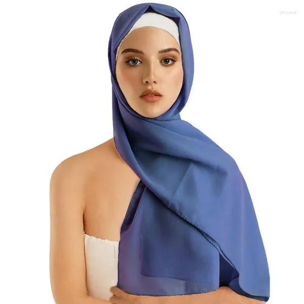 Этническая одежда Женщины мусульманские шифоновые шифы Шальки шарф с твердый цвет майки Хиджаб простальный для женщины Voile Head Arps 68 172 см Исламский