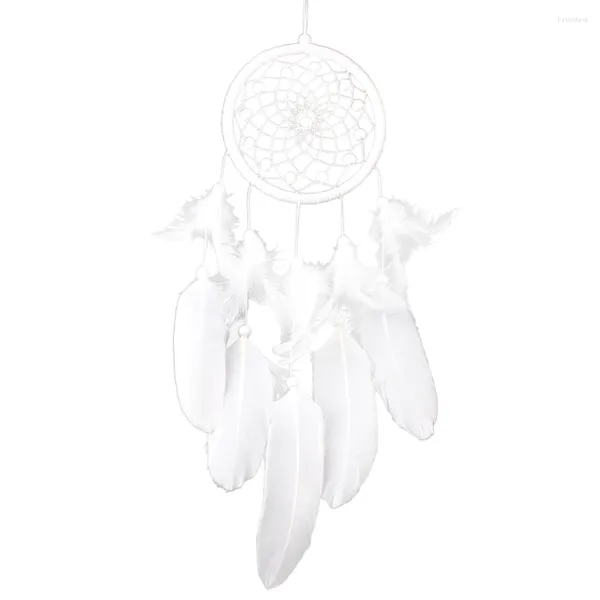 Figurine decorative sogno bianco cattura di pendenti Windchime piume perle semplici calami da sogno incantesimi di ornamenti per casa regali per casa
