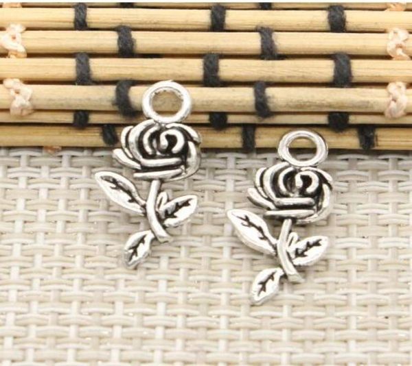 200 pccslot ad antico argento a fiori di rosa ciondolo per gli orecchini che producono gioielli Accessori bracciali fai da te 21x13mm3654255