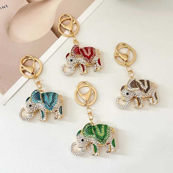 Tornari percorsi squisiti Donne carine Donne Long Naso Elefante Rinestone Keychain Borsa chiave Pendant Thailand