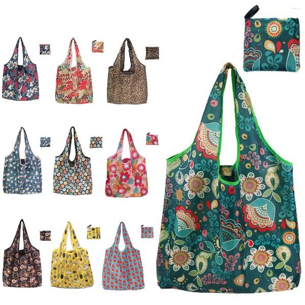 Bolsas de armazenamento 10pcs grandes bolsas de compras Conjunto de compras reutilizáveis ​​Eco Pacote de compras de praia Bolsa de ombro de brinquedo dobrável Tote dobrável