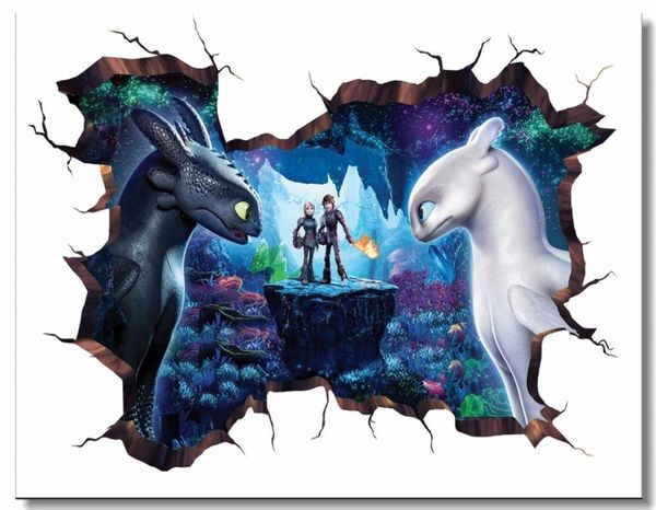 Benutzerdefinierte Druckwand Wandgemälde wie Sie Ihr Drache 3 Plakat Httyd 3D -Wandaufkleber zahnlos Tapete Esszimmerabziehbilder 08664607447 trainieren