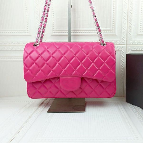 2022SS F/W FRANCE WOMENS Classic Double Flap Jumbo Fuchsia Bags Gold/Prata Metal Quilted Hardware Matelasse Crossbody ombro M Axcr