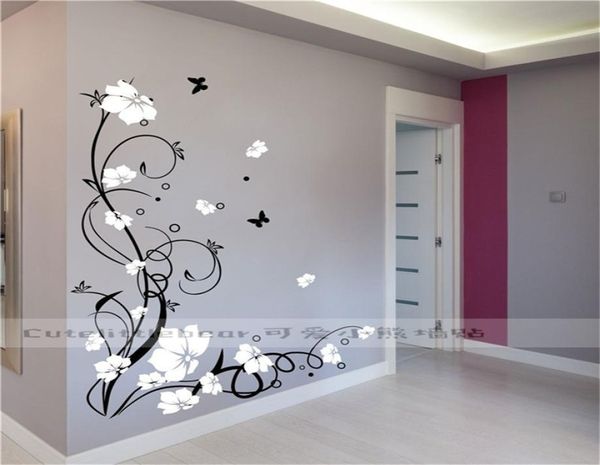 Grande farfalla Floro Vine in vinile Adesivi da parete rimovibile Talbero Decali artistici Murale per la camera da letto decorazione per la casa TX109 2019709645