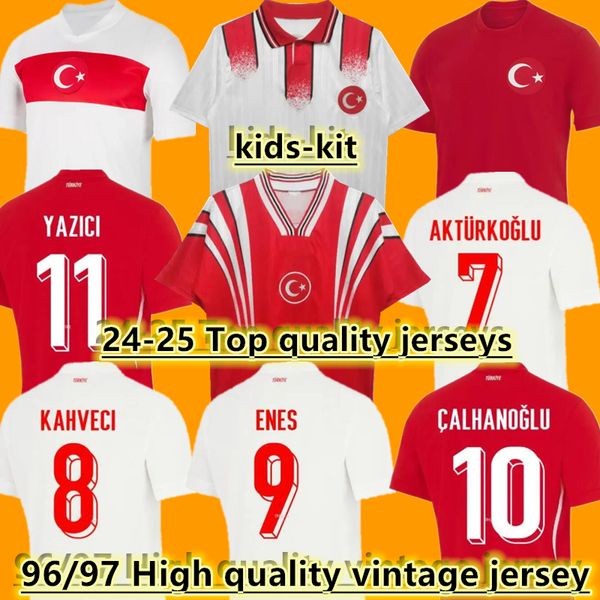 2024 25 Maglie da calcio Turchia Burak Yilmaz Kenan Karaman Hakan Calhanoglu Zeki Celik Sukur Ozan 96 97 Squadra nazionale Kabak Yusuf Yusuf Yazici Turquia Shirt da calcio per bambini