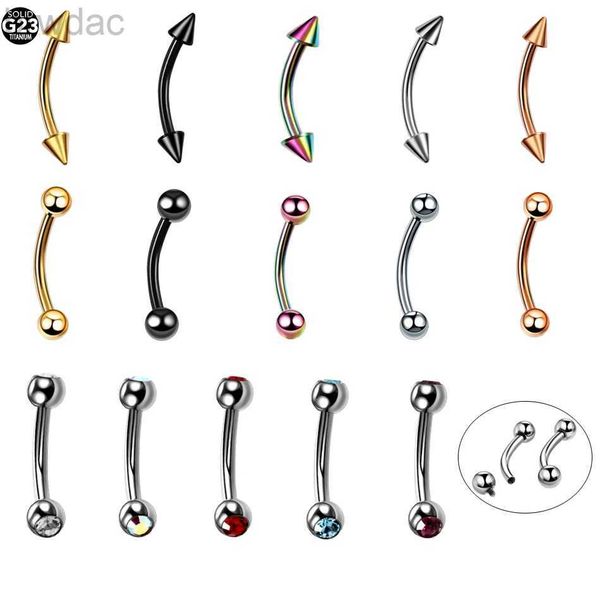 Anéis do umbigo 1pc Titanium Curved Barbell Everaw Banana Piercing Navel Lip Ring Snug Daith Helix Brincho de Rainagem Cartilagem Trago Jóias para Corpo D240509