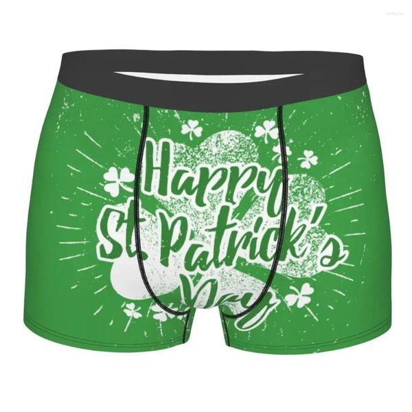 Underpants Irish Lucky Green Shamrock Man biancheria intima St Patrick's Day Boxer Shorts Funge Funny Mid Waist per Homme Plus Times