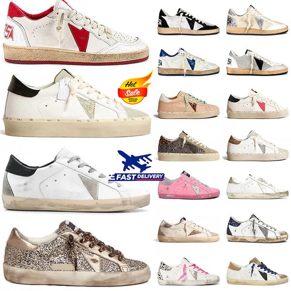 Goldenlies Goose Sneakers Sneaker High Top Casual Shoes para mulheres Super Star Suede LEOOPARD PRIMENTO BRANCO DIRTE