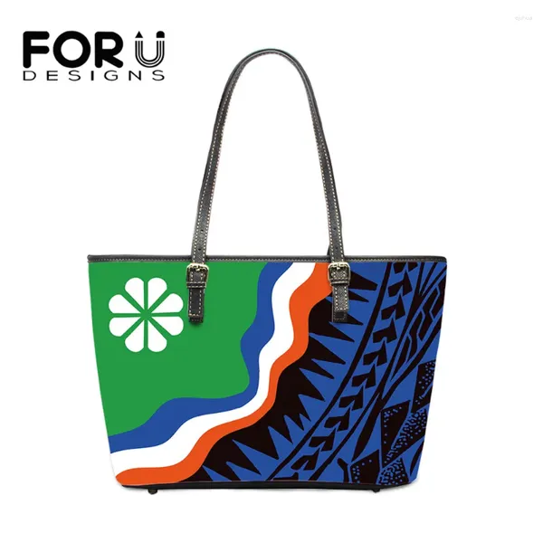 Bolsas de ombro Forudesigns Bolsas Polinésias Ladies Bandeira Kwajalein e Tribo Print Brand Designer feminino grande bolsa de couro saco