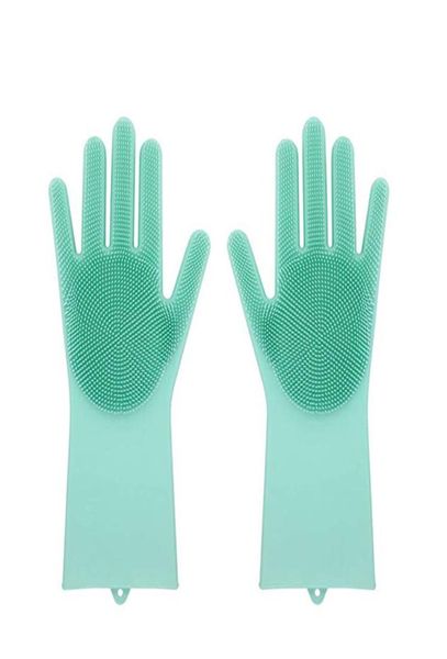 Luvas de silicone com escova de segurança reutilizável Silicone Washing Glove Luvas resistentes a calor Ferramenta de limpeza de cozinha HHAA614 28 N21808447