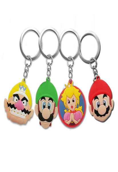 MOQ10PCS SUPER MARIO METAL CHAINS CHAINS CARTURA DE CARAÇÃO SOFT KEY ANEL PVC Anime Figura Chave -chave de chave de chave Acessórios de moda Who4156088