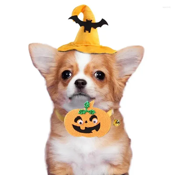 Vestido de cachorro halloween figurina de cosplay colar de cachorro de colarinho de colarinho com hat hat ajustável no conjunto de roupas de estimação