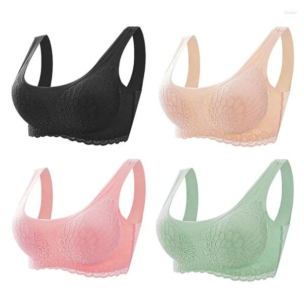 Bras feminino feminino de roupas íntimas de roupas íntimas femininas que não marcam anel não-aço coletado tipo de colete esportivo de gesto lateral anti-peito