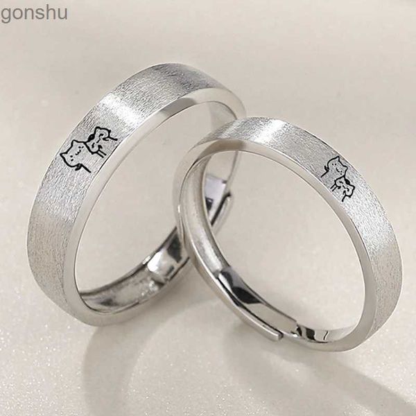 Anelli di coppia 1 paio di anelli di coppia Kitten Kitten Silver Open Any Open Mens Anello di dito regolabile Romantico Gioielli Anniversario Gioielli WX