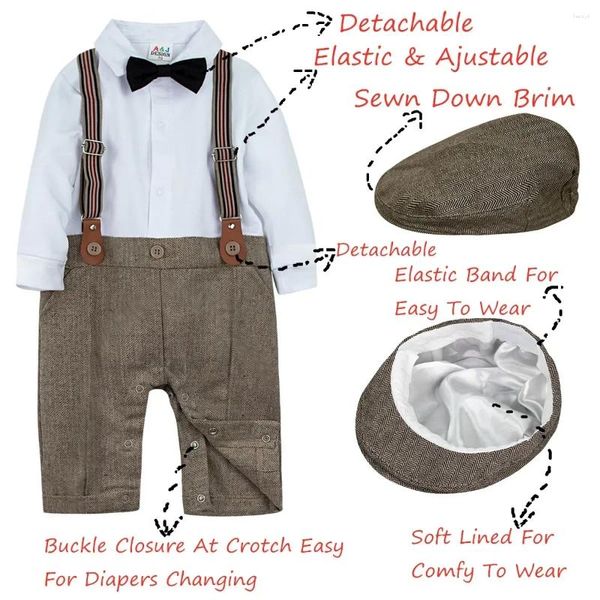 Kleidungssets geborene Jungen Set Säugling Gentleman Outfit formelle Hosenträger Overalls Herbst Winter Langarm Strampler 3pcs