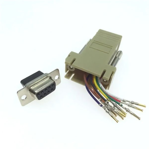 Hochwertiger DB9 DB9 FEMPY bis RJ45 FEMALE DB9 DB9 bis RJ45 Adapteranschluss RS232 Modular CAB-9AS-FDTE an RJ45 DB9 für Computer AQJG