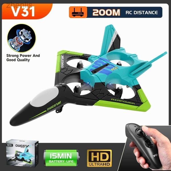 Drone V31 İHA Fighter 4ch Uzaktan Kumanda Uçak 4K Kamera Hava Fotoğrafçılığı Dört Motor RC Planör Köpük Oyuncak Çocuk Hediyesi D240509