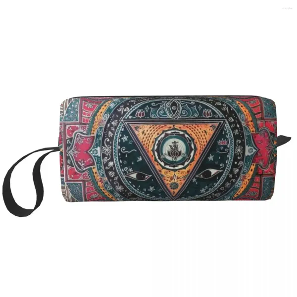 Bolsas de armazenamento personalizadas Índia mandala zen buda saco de higienetry women maquiagem organizadora cosmética Ladies Beauty Dopp Kit Case