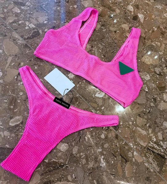 Kadın Mayo Şeker Renk Pileli Seksi Plaj Bikini Sörf Tatil Üçgeni Split Thong Mayo