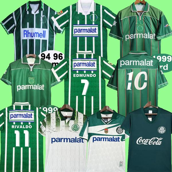 Palmeiras Soccer Jersey Retro Green Away Away R White R Carlos Edmundo Zinho Rivaldo Evair 1999 1997 1996 1994 1993 1992 1980 93 94 95 96 97 98 99 99 Camisa de futebol