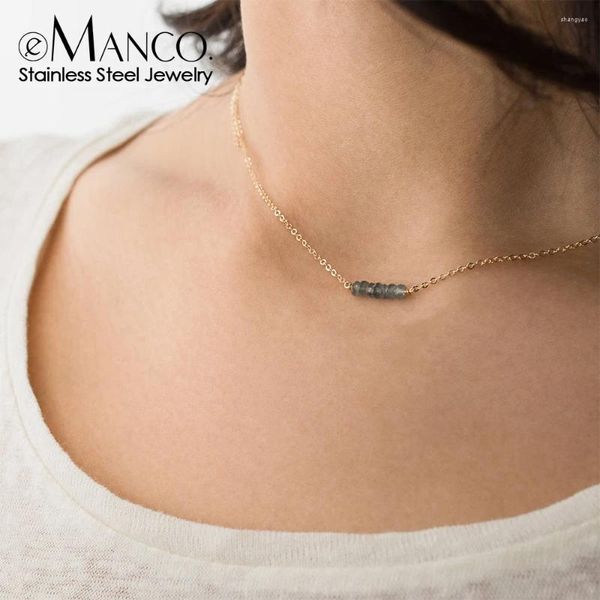 Anhänger Halskette E-Mantco Mode Crystal Halskette Frauen vielschichtiger Edelstahl-Charme