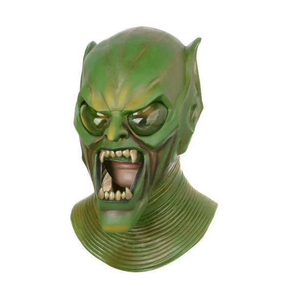 Partymasken Green Goblin Dueliva Wolgelaatsmasker Latex Gesichtsmaske Halloween Rollenspiel Party Monster Kostoum Requisiten Scary Teufel Children sehen sich Maks cos Q240508