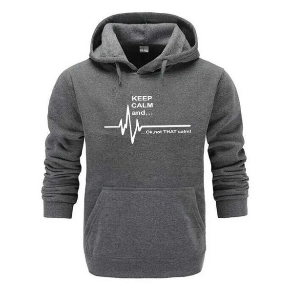 Erkek Tişörtleri Yeni Erkek Hoodies Sakin Olun Erkekler Uzun Kollu Hoodies Komik Erkekler Sweatshirt Sakin Olur ve ... O sakin kalp atış hızı kıyafetleri2405