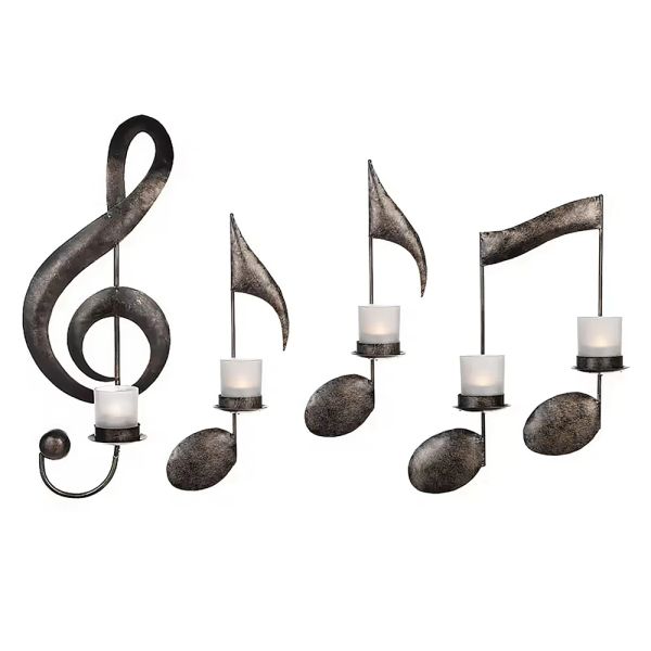 THIERS MUSIC NOTE Candele Holder Segno Metal Wall Appendiabiti per feste a casa Valentino per San Valentino Musical Iron Musical Simbolo Candele Racks