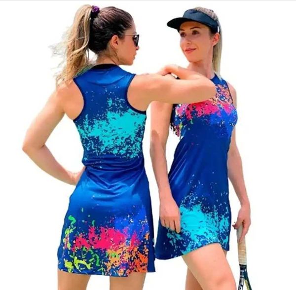 Активные платья Summer Beach Tennis Dress Vestido Женское спортивное платье Slveless Outdoor Sports Team Tennis юбка Y240508