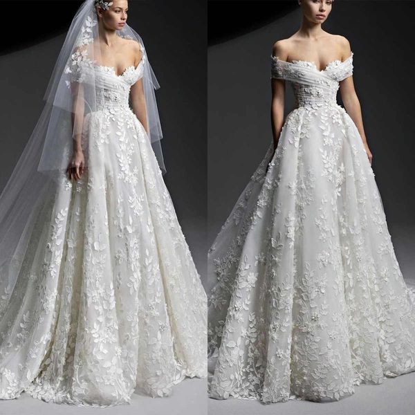 Klassische A-Line-Frauen Hochzeitskleid Schatz von Schulterbrautkleidern Applizes Sweep Zugkleid Custom Made Vestidos de Novia
