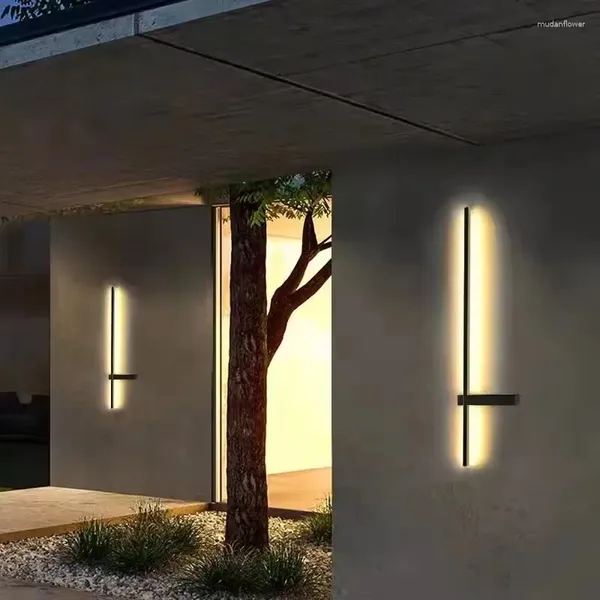 Wandlampe moderne LED-Haus-Anwendung Wohnzimmer Schlafzimmer Dekor lange Streifen Schwarz Gold Kunst Luz Lichter im Freien wasserdicht groß