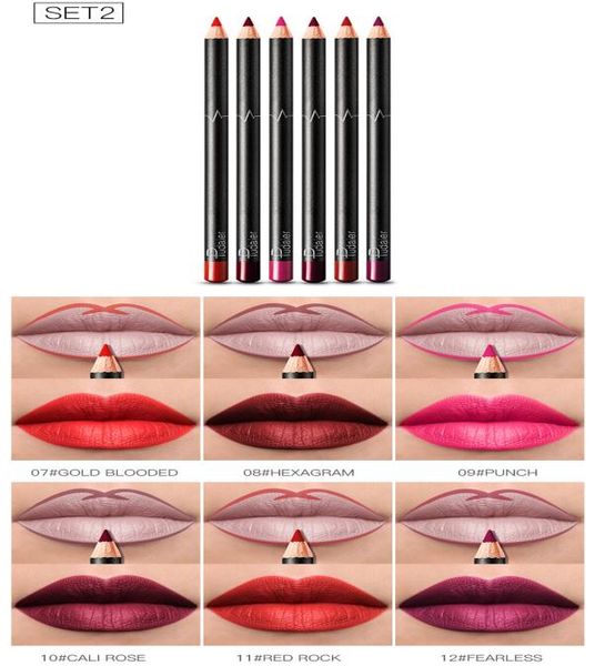 Matte Lippenstift 6pcs pro Set Nude Labial Line natürliche Feuchtigkeitsfeuchtigkeitszutaten umrissen Lippen Pen6049086