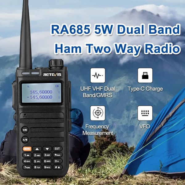 Retevis RA685 Walkie Talkie Ham Thoway Stazioni radio a lungo raggio Walkietalkies Profesional UHF VHF USB Type C Caricatore 5W CHIRP 240430