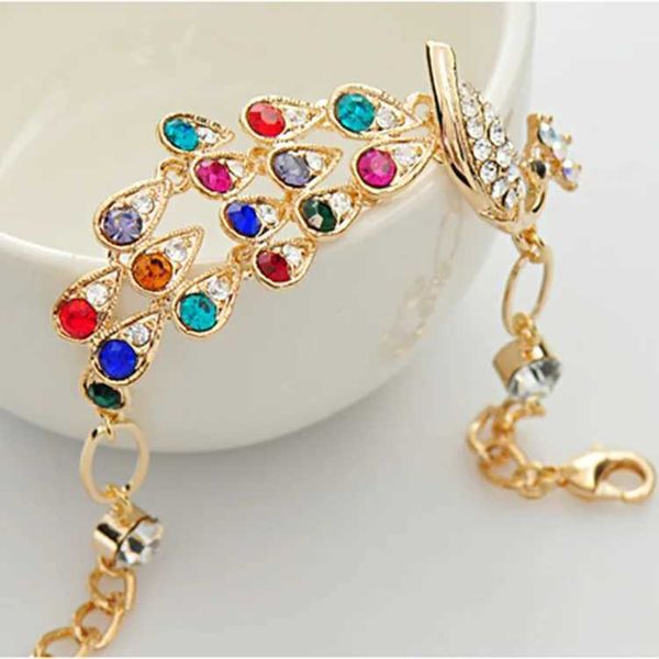 Bracelets de casamento Moda vintage Multi Color Crystal pavão em forma de pavão para mulheres festas de casamento jóias de jóias