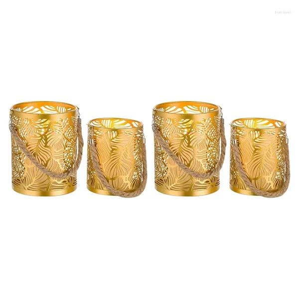 Kerzenhalter 4PCS Säule Gold für Tee Licht dekorativ hängende Laternengarten Hochzeitshäuser Dekoration