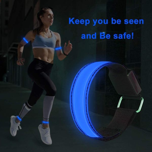 LED Luminous Armband Blue Light Sport Armband Outdoor Night Running Arm mit blitzender Armriemen reflektierender Sicherheitsgürtel